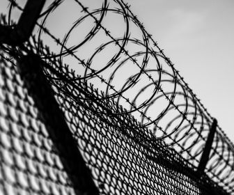 Barbed wire fence at a jail